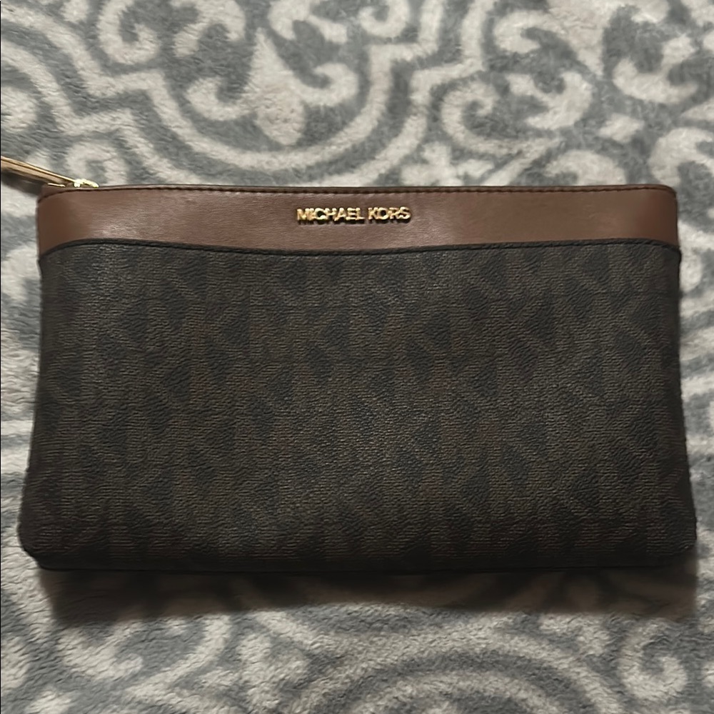 Michael Kors Brown and Black Wallet with Monogram Design